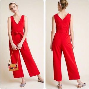 NWT Anthropologie Structured Cathy Red Jumpsuit